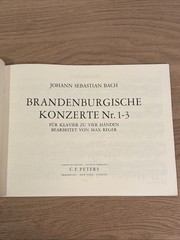 Edition Peters JS BACH Brandenburg Concertos Numbers 1-3 for piano duet,