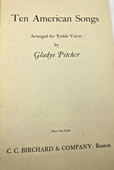 Ten American Songs Gladys Pitcher 1951 C.C. Birchard Choir Songbook