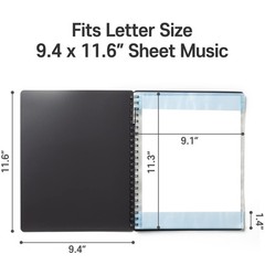 MECCALINE Sheet Music Folder (1 Pack, Black) – 40 8.5 x 11 inches, Black