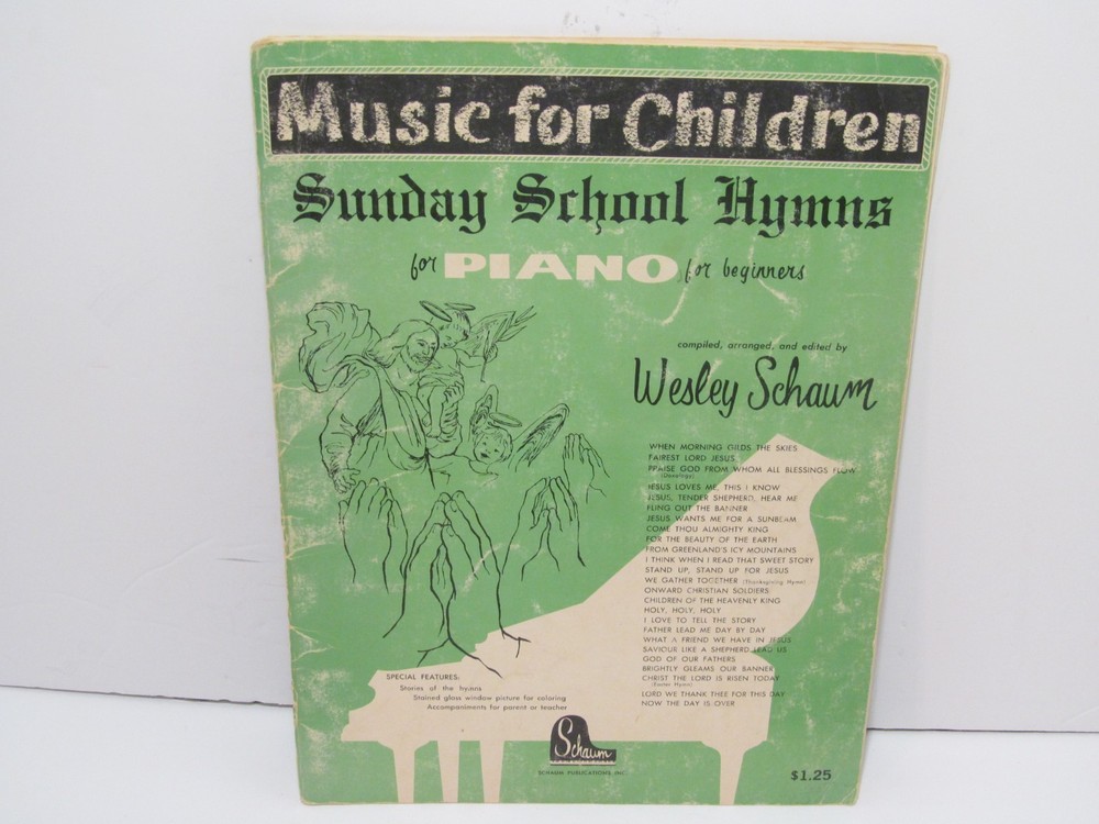 Wesley Schaum 1963 Music For Children Sunday School Hymns Piano Music Booklet