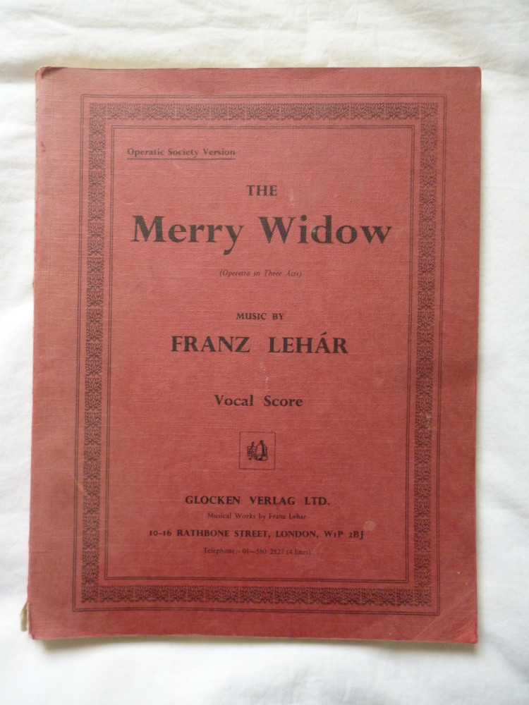 Franz Lehar THE MERRY WIDOW Vocal Score Sheet Music Verlag Operatic Society 1958
