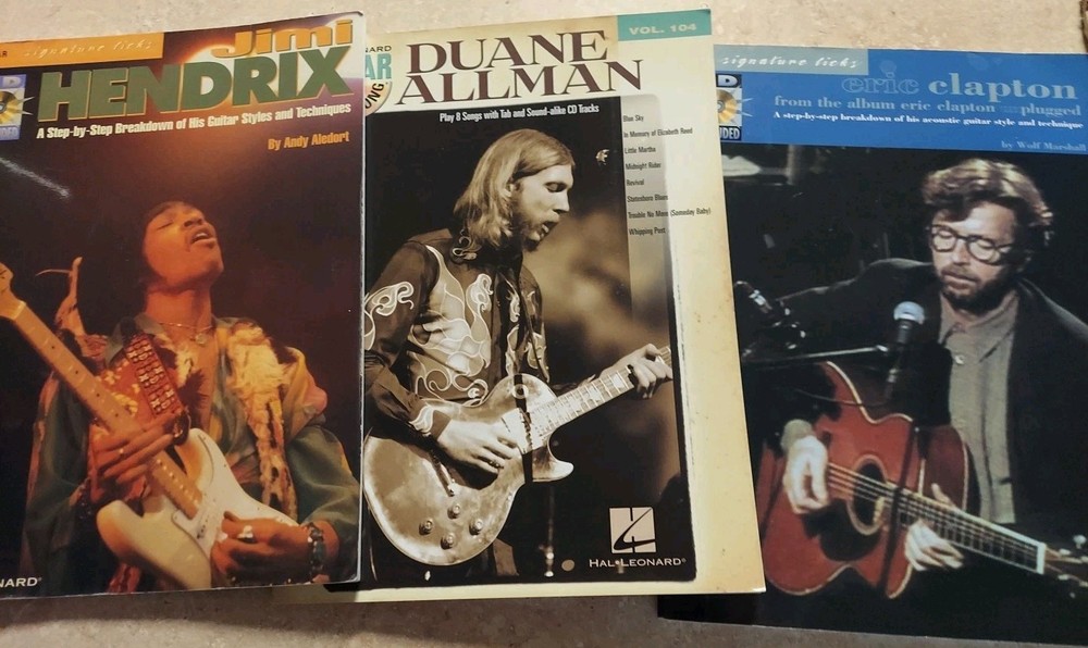 3 Songbook Lot Eric Clapton Jimi Hendrix Duane Allman 34 Songs
