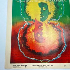 1967-68 Hair The American Tribal Love Rock Musical Sheet Music 5 Pages Vintage