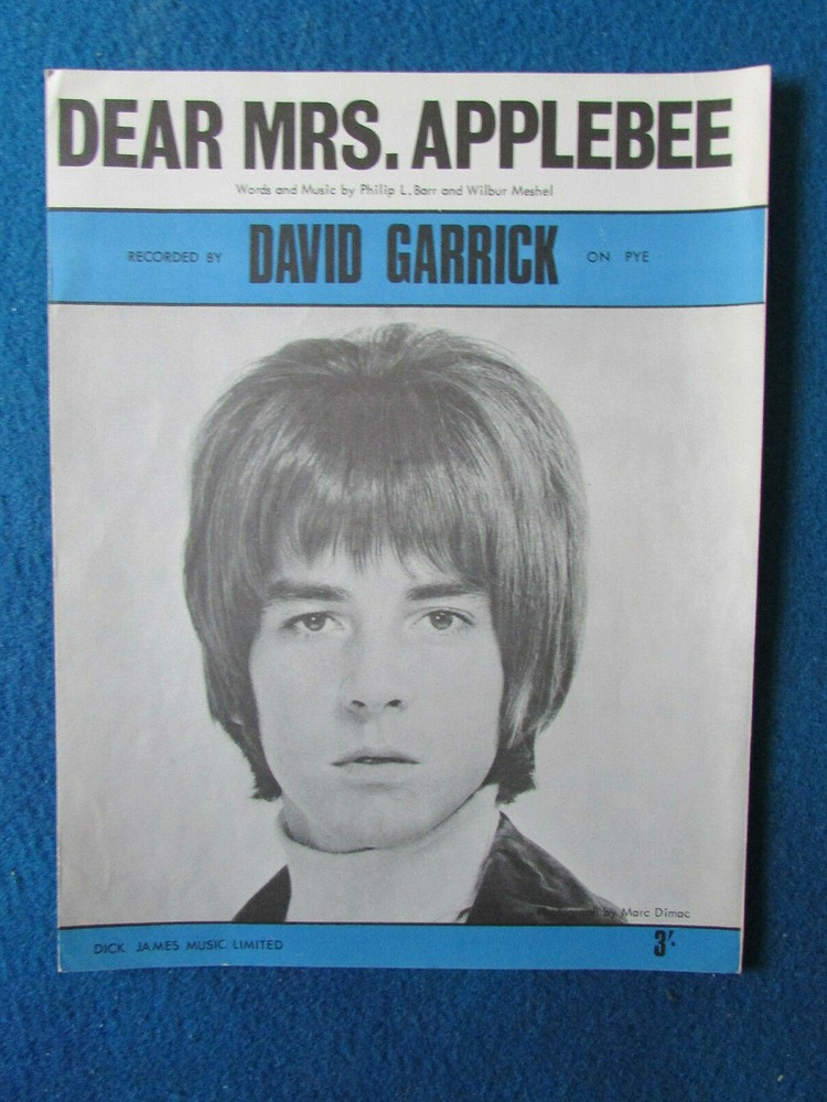 Dear Mrs Applebee – David Garrick – Sheet Music – 1966 – Dick James Music