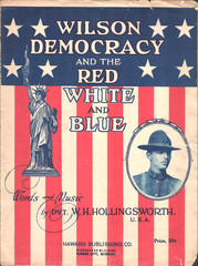 1918 WWI WILSON DEMOCRACY, THE RED WHITE & BLUE military sheet music KANSAS CITY