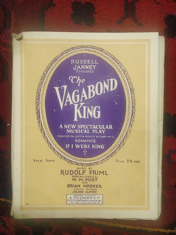 THE VAGABOND KING Russell Janny presents , COMPLETE STAGE PRODUCTION 181 pages