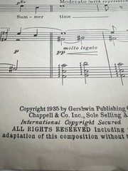 1935 Porgy and Bess SUMMERTIME Sheet Music George Gershwin A Minor/B Minor