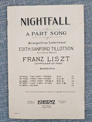 NIghtfall 3 Part Treble SSA by Franz Liszt Arranged by Edith S Tillotson 1932