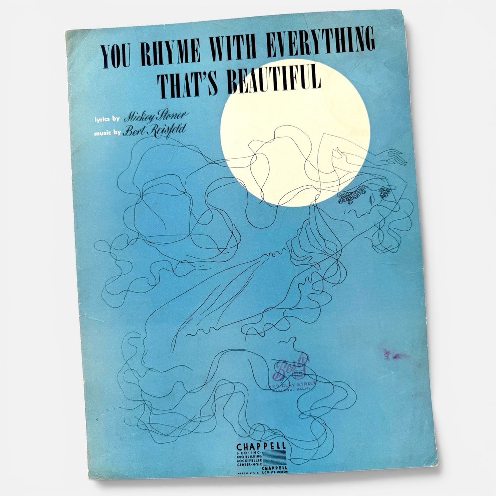You Rhyme With Everything That Beautiful Sheet Music 1940 Provenance Oakland CA