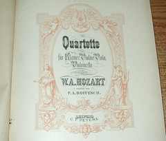 W.A. MOZART QUARTETTE FOR PIANO/VIOLIN GERMAN SHEET MUSIC BOOK EDITION PETERS