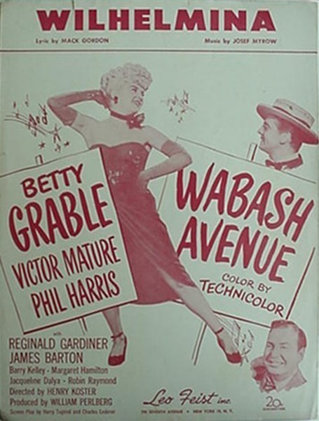 WABASH AVENUE SHEET MUSIC, 1950 (20TH CENTURY FOX FILM) BETTY GRABLE +