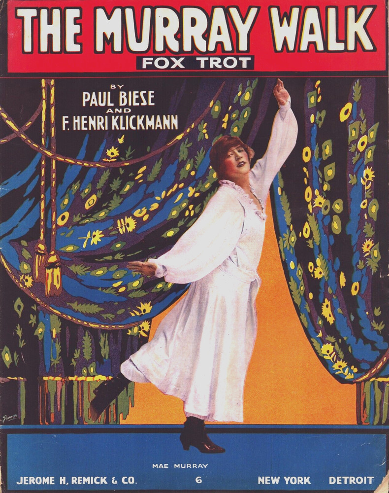 Antique 1914 The Murray Walk Fox Trot Starmer Cover Art Large Format Sheet Music