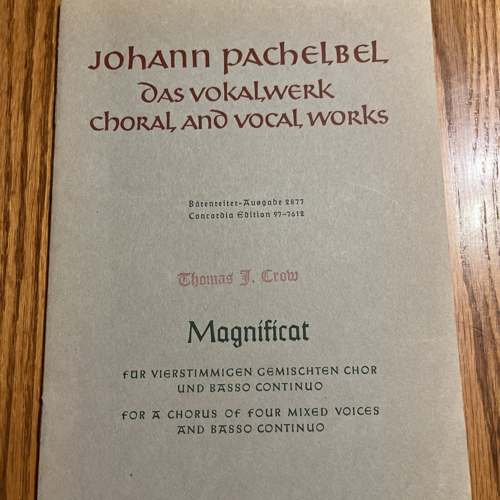 Johann Pachelbel Magnificat Religious Choral Vocal Music Book