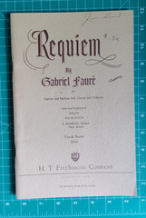 Vintage Sheet Music Book Requiem Gabriel Faure Vocal Score c1987