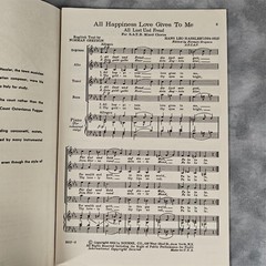 1962 Bourne Choral Octavo Hassler All Happiness Love Gives To Me SATB Greyson NM