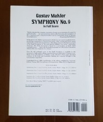 Mahler ~ Symphony No. 9 In Full Score 1992 Dover Publications SC Trade Paperback