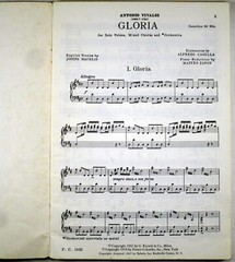 MUSICAL SCORE Vivaldi GLORIA Solo Voices & Piano 1969 BELWIN MILLS FC-1932
