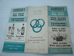 1960&rsquo;sP Ballantine Beer-SING ALONG SONG SHEET– Mitch Miller–Promotional
