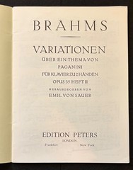 Brahms – Paganini Variations Op. 35 Book 2 – Piano Sheet Music – Edition Peters