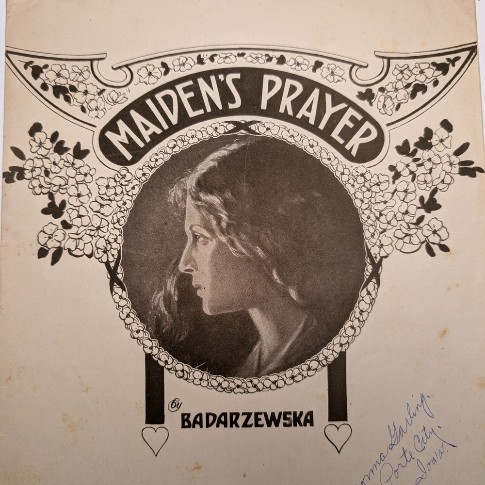 1924 Maiden&rsquo;s Prayer Sheet Music Thecla Badarzewska Piano Norma Garling IA Vtg