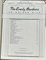 1988 The Everly Brothers 29 Colden Hits Song Book
