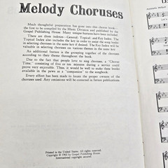 Melody Choruses Christian Songbook Piano Singer Gospel Publishing 1963 Vintage