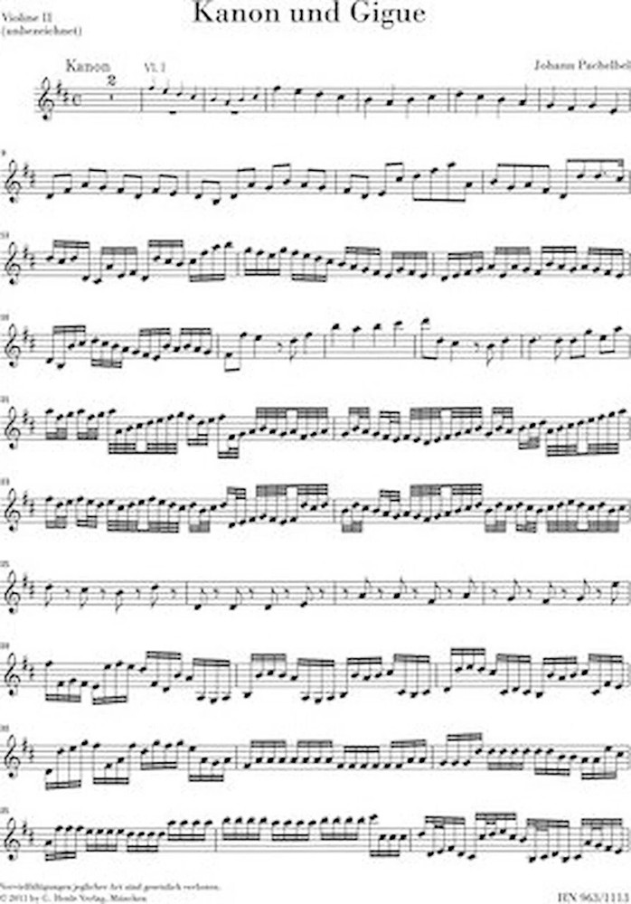 Canon and Gigue for Three Violins and Basso Continuo in D Major
