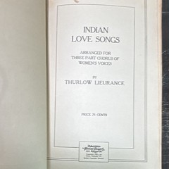 Theodore Presser Co. Indian Love Songs Sheet Music Collection Song Book Choir
