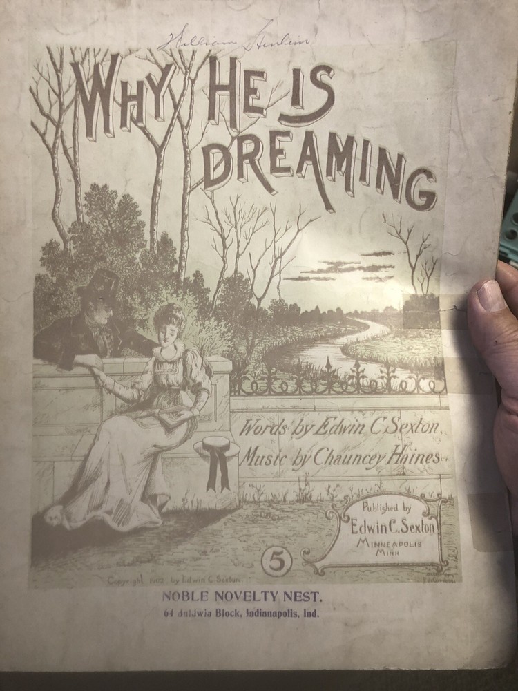 1901 Minneapolis Minnesota/Indiana Sheet Music ‘Dreaming’