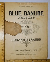 1924 Blue Danube Strauss Piano Sheet Music National Music Love Antique