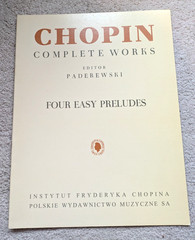 Chopin Four Easy Preludes For Piano Editor Paderewski E, B & C Minor A Major