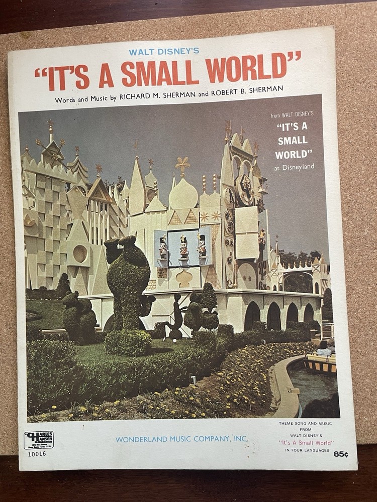 IT&rsquo;S A SMALL WORLD Disneyland 1963 Vintage Sheet Music Wonderland Sherman