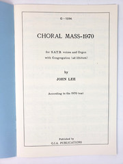 Choral Mass John Lee Choral Sheet Music SATB Organ Congregation 1970