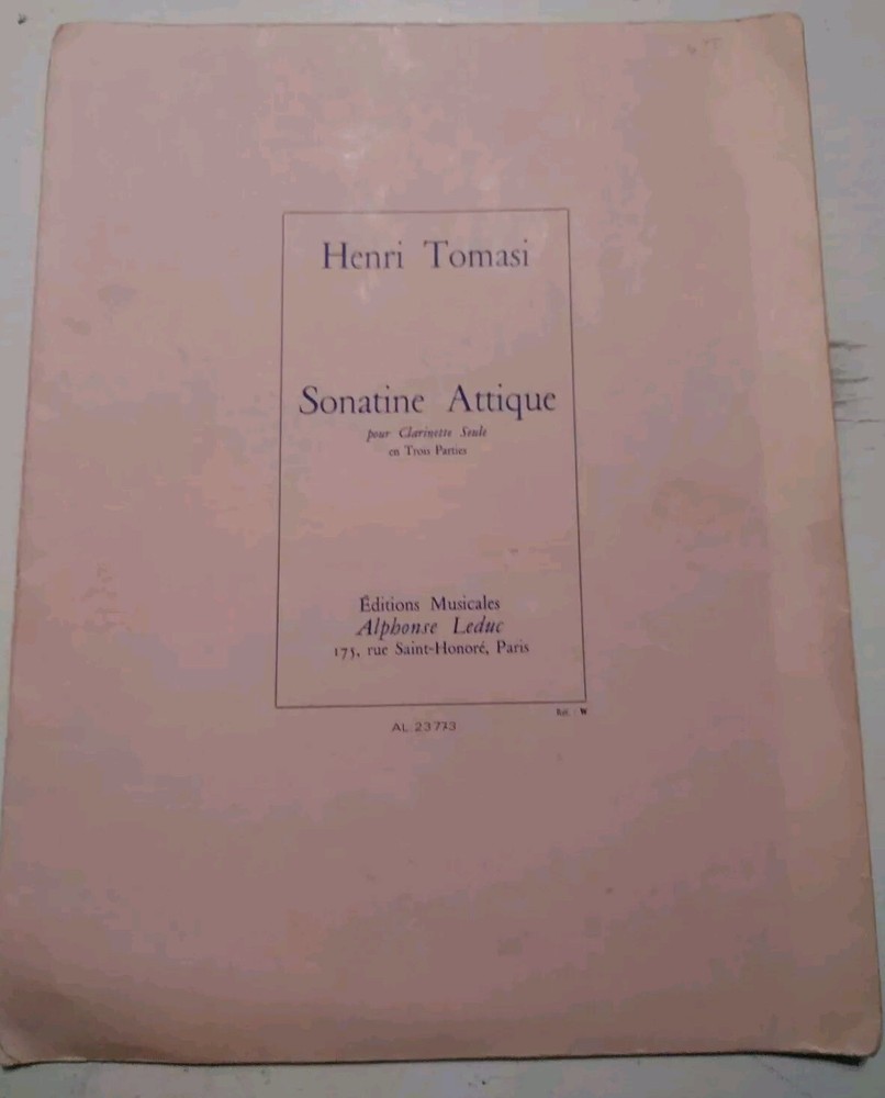 Sonatine Attique by Henri Tomasi (Solo Clarinet)