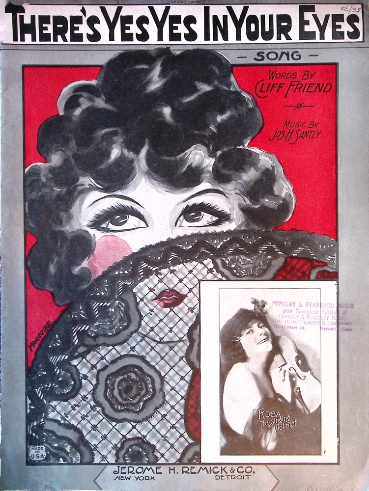 There&rsquo;s Yes Yes In Your Eyes Sheet Music 1914 Jos H Santley Cliff Friend Pop