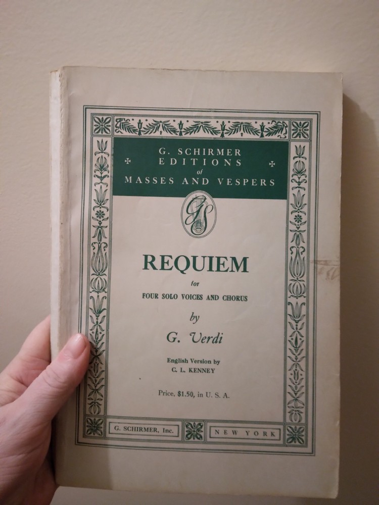 Requiem for Four Solo Voices and Chorus, Verdi, vintage, good condition