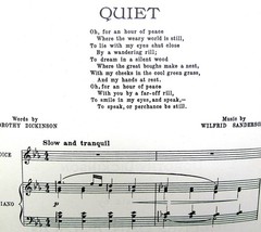 Quiet Song Sheet Music 1926 in Db Eb Sanderson Dickerson Poem US Seller