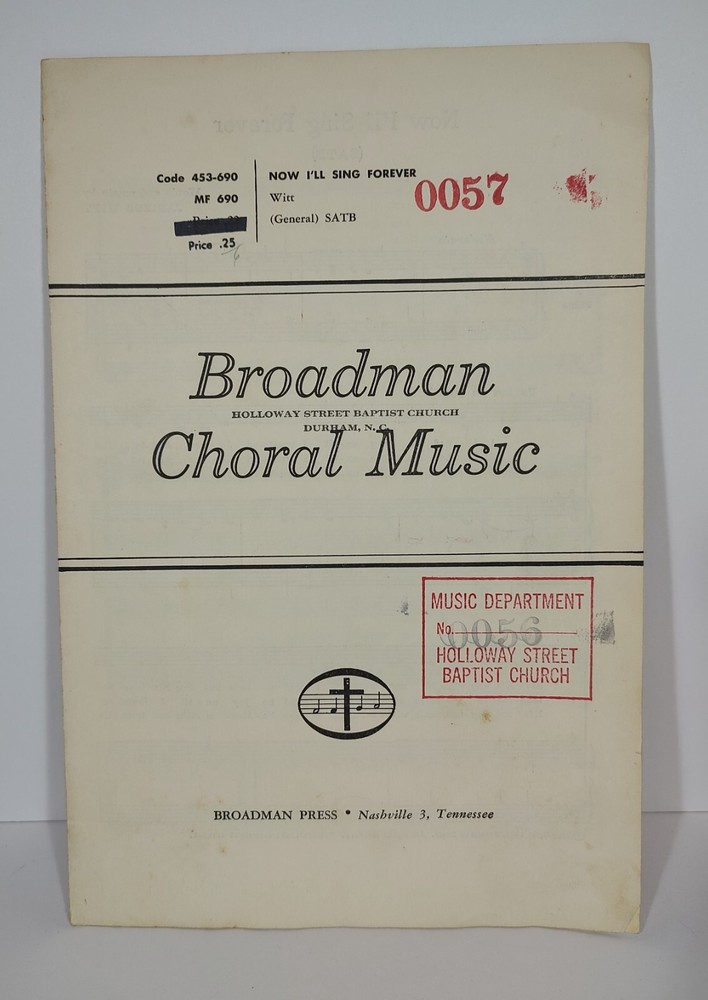 Choral Sheet Music – « Now I&rsquo;ll Sing Forever » SATB – Witt – Broadman Choral Music