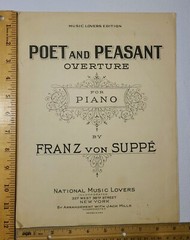 1924 Poet and Peasant Overture Sheet Music Von Suppé Piano Antique
