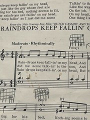 RAINDROPS KEEP FALLIN&rsquo; ON MY HEAD, BRIMHALL PIANO VINTAGE 1969 SHEET MUSIC