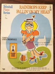 Vintage Sheet  Music: Raindrops Keep Fallin&rsquo; on My Head, Brimhall Piano, 1969
