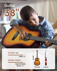 Moukey 38&Prime; Acoustic Guitar for Beginners Kids Youth Adult Dreadnought Guitarr…