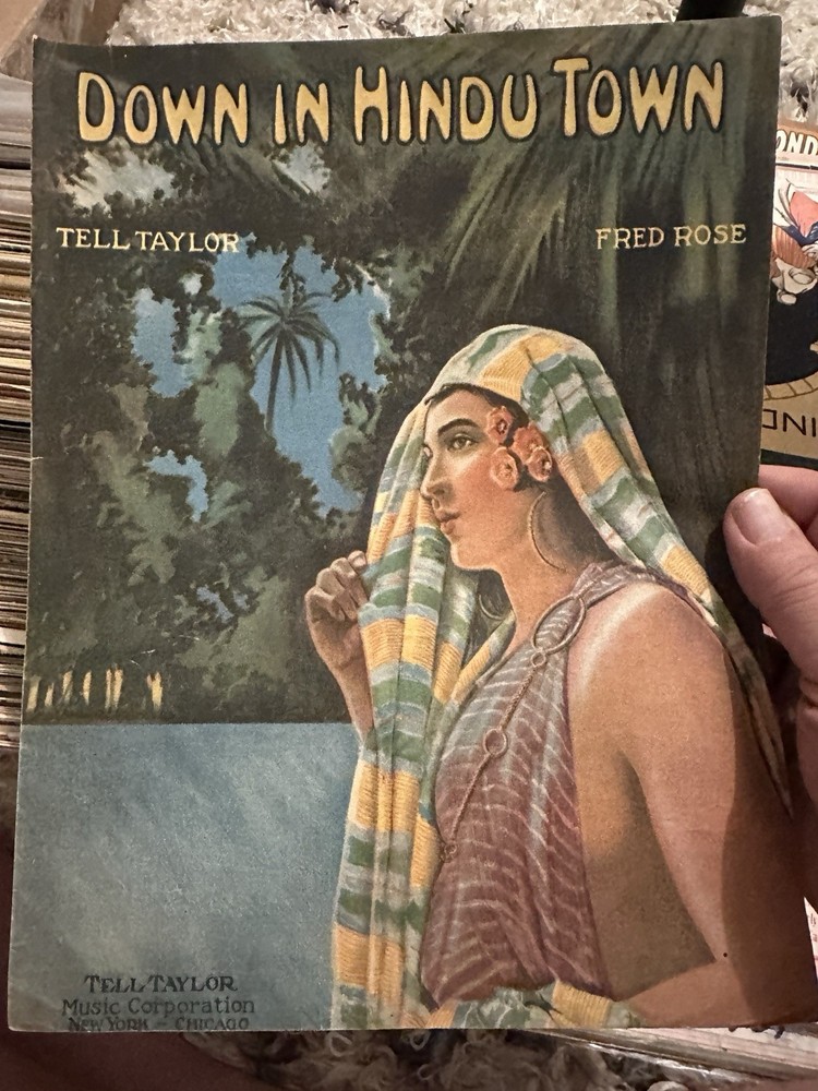 O 1919 9×12 Exotic Sheet Music DOWN IN HINDU TOWN by FRED ROSE