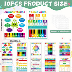 10 PCS Piano Music Chords Cheat Sheets Poster Set Laminated Piano Chord Posters