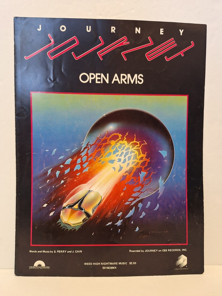 Journey Sheet Music Open Arms 1981 Steve Perry, Piano, Vocals, Guitar Vintage