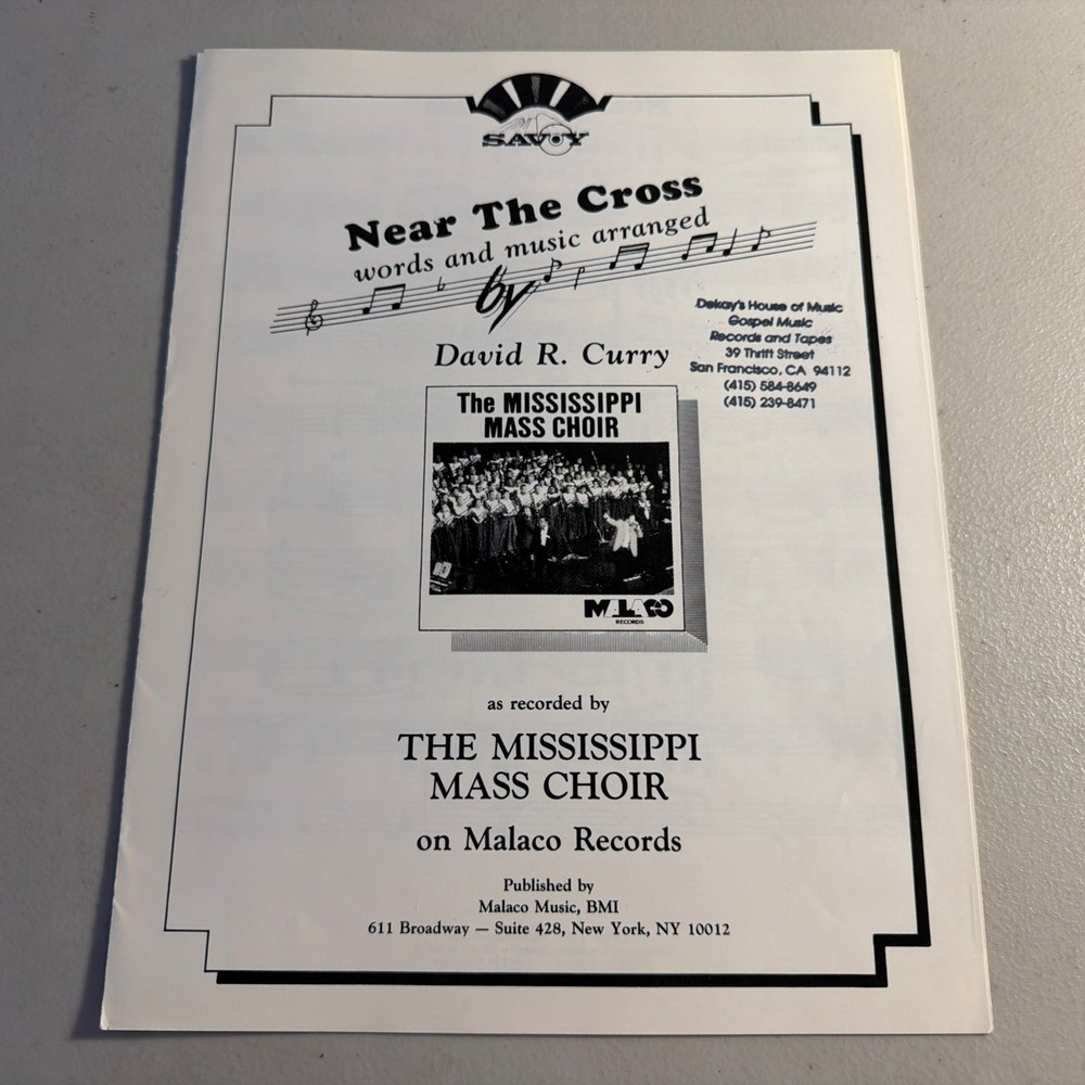 Near the Cross Sheet Music By David Curry – The Mississippi Mass Choir – 1989