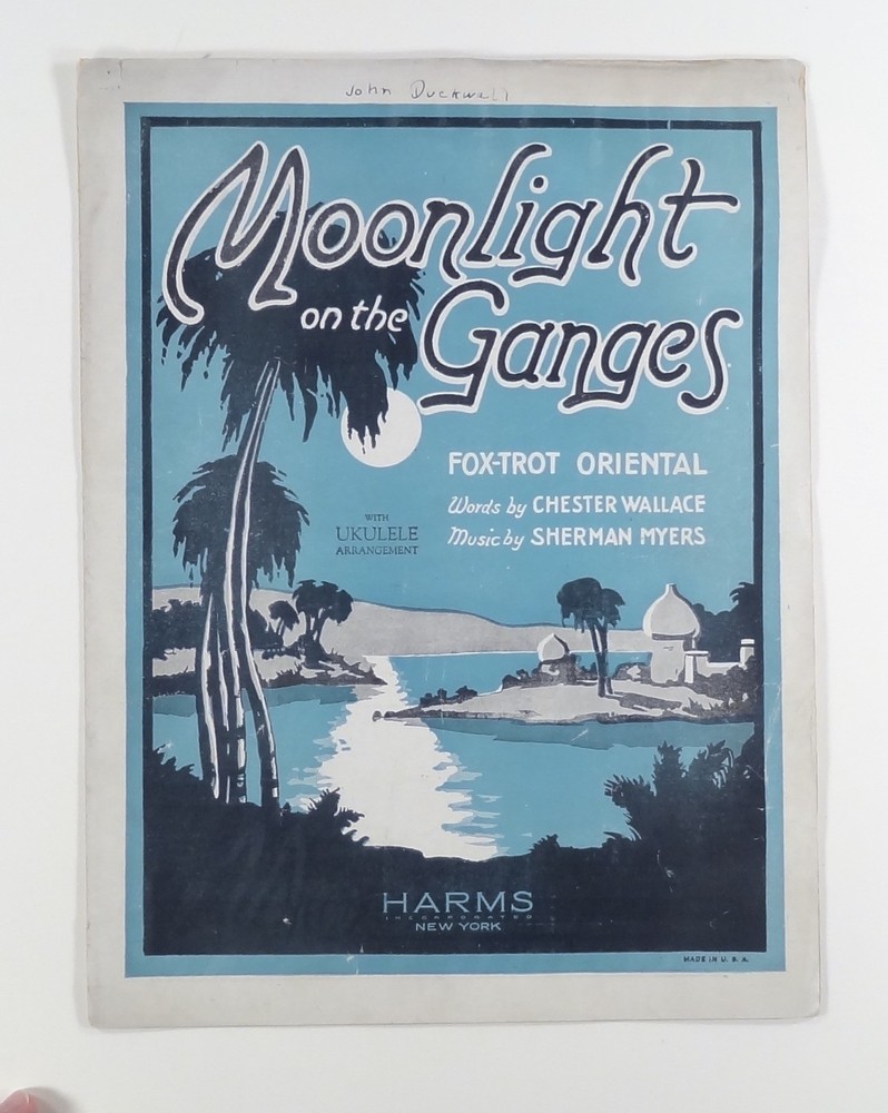 1926 sheet music MOONLIGHT ON THE GANGES piano & ukulele « fox-trot oriental » {a}