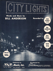 1958 CITY LIGHTS Country sheet music BILL ANDERSON Ray Price Dave Rich Don Rondo