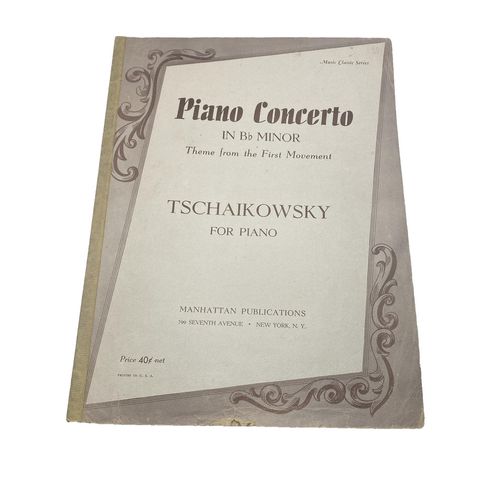 Tchaikovsky Piano Concerto Bb Minor Piano Sheet Music Manhattan 1941 Vintage