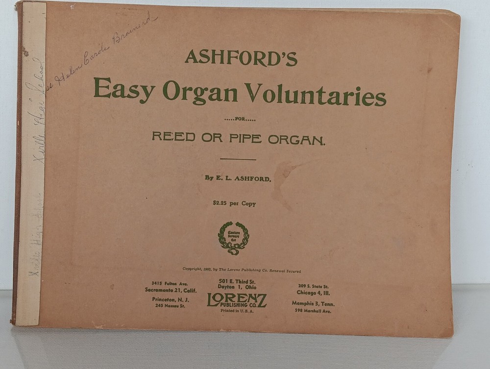Ashford Simple Organ Voluntaries, Lorenz Publishing Co 1903